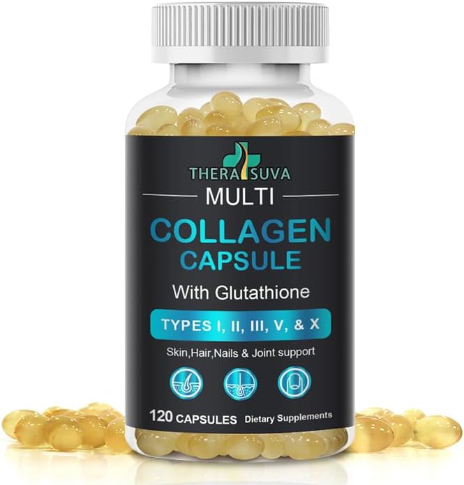 Complete Multi Collagen Complex – Types I II III V &amp X + Biotin &amp Vitamin C – Hair Skin Nails &amp Joint Support 2 Month Supply 120 Softgels