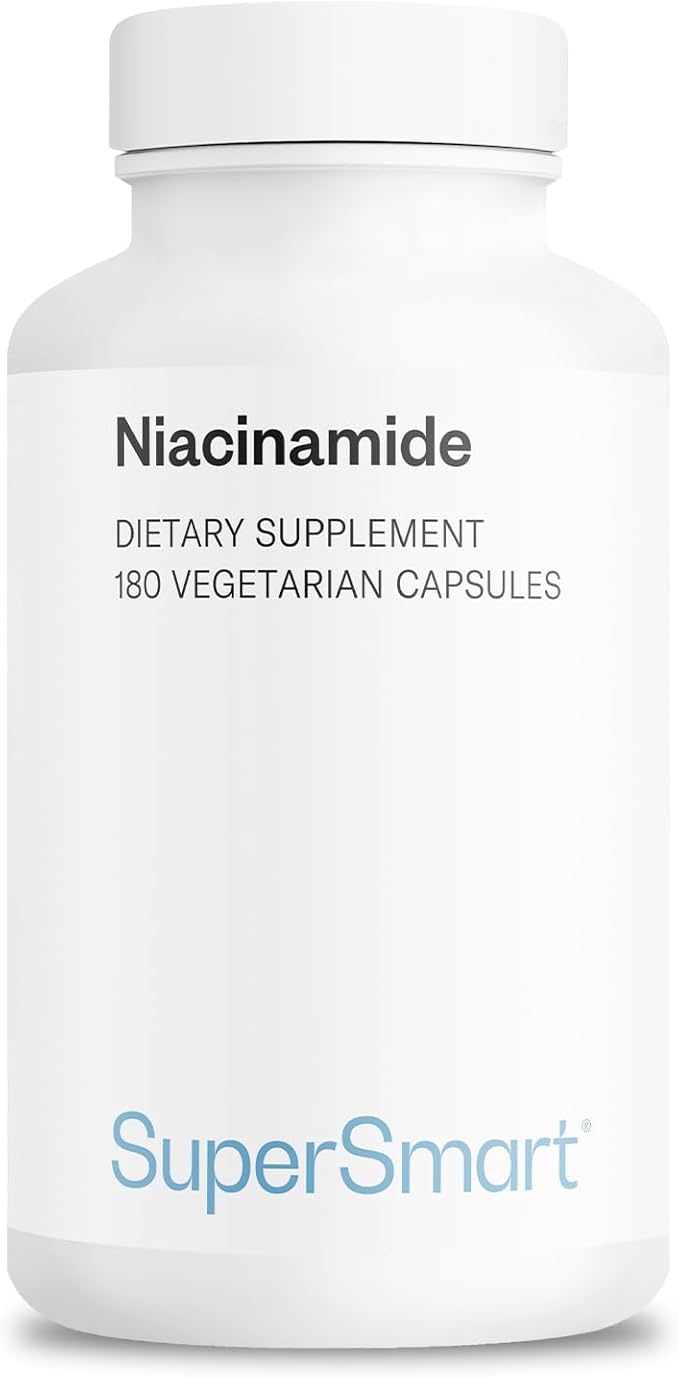 Supersmart - Niacinamide Supplement 2000mg per Day (Nicotinamide) - Flush Free Vitamin B3 Niacin | Non-GMO &amp Gluten Free - 180 Vegetarian Capsules