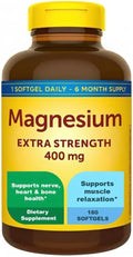 Extra Strength Magnesium 400mg Softgels | Muscle Bone &amp Nerve Support | 180 Softgels – 6 Month Supply | High Potency Daily Magnesium Supplement | Gluten Free Formula