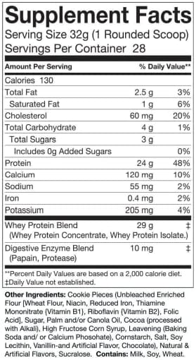 Whey Protein Powder - Post Workout Whey Protein Isolate for Muscle Recovery Non-GMO Superior Taste BCAAs Tested and Certified Cookies and Cream 2 Pounds