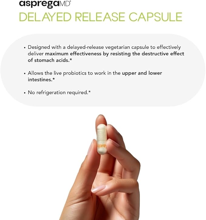 ScimeraMD® Asprega Probiotic + Prebiotic Supplement for Digestive Health and Immune System Support 35 Billion CFUs 30 CT