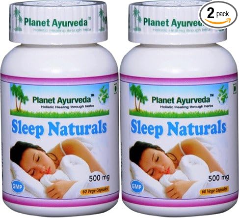 Sleep Naturals - 2 Bottles (Each 60 Capsules 500mg) - Ayurvedic Remedy by Planet Ayurveda (in USA)