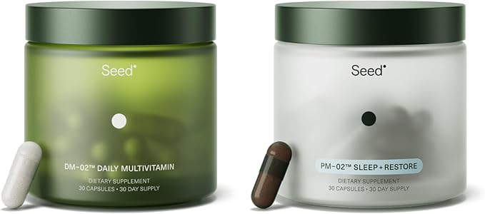 Seed DM-02 Daily Multivitamin &amp PM-02 Sleep + Restore Bundle - Multivitamin and Sleep Aid for Women and Men - Vegan - 30-Day Supply