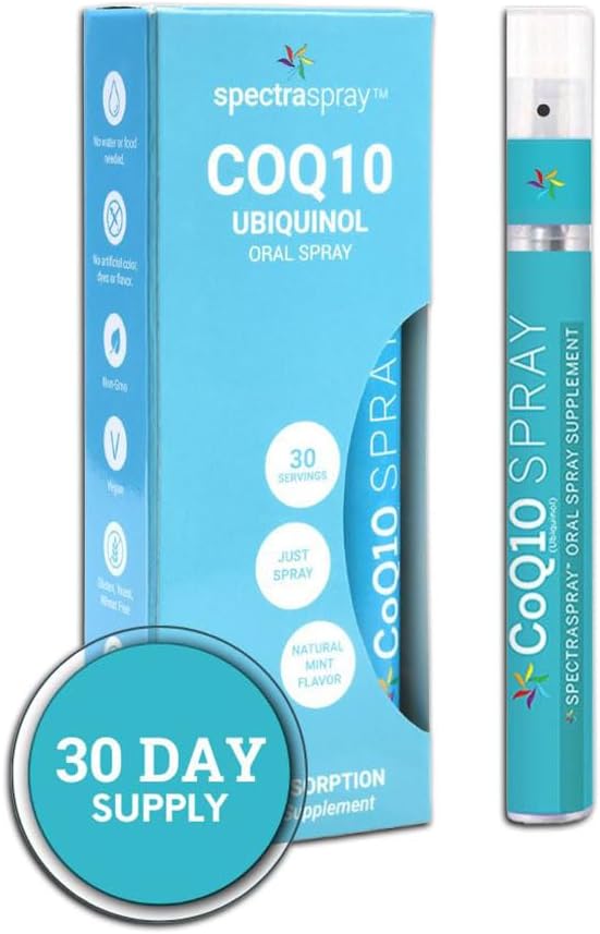 Spectraspray Vegan COQ10 Spray Supplement - Ubiquinol - Daily Vitamin Supplement for Adults 30 Day Supply per Spray