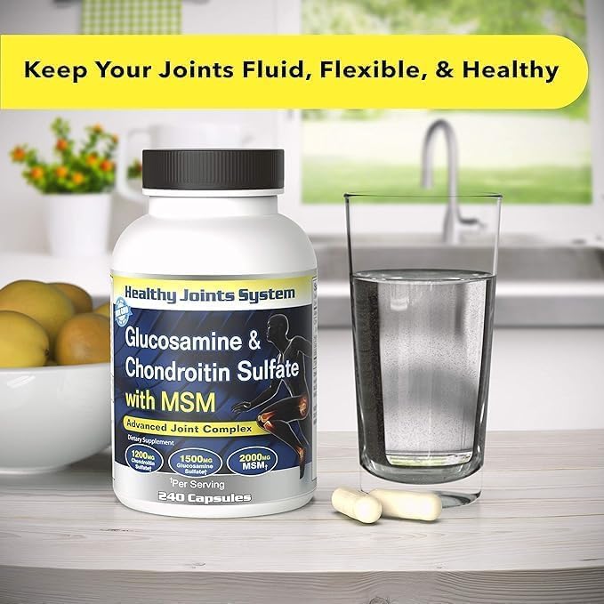 Advanced Mobility &amp Flexibility Support Formula with Glucosamine Chondroitin &amp MSM – 240 Capsules for Active Lifestyles &amp Daily Wellness