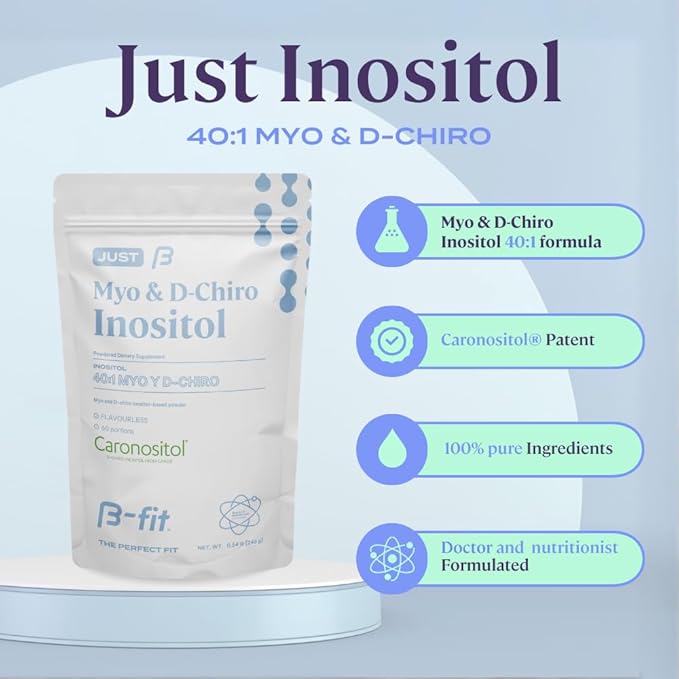 B-FIT Inositol Supplement for Women - Myo &amp D-Chiro Inositol 40:1 for Optimal Hormonal Balance &amp Ovulation Support - 60 Servings - 2-Month Supply
