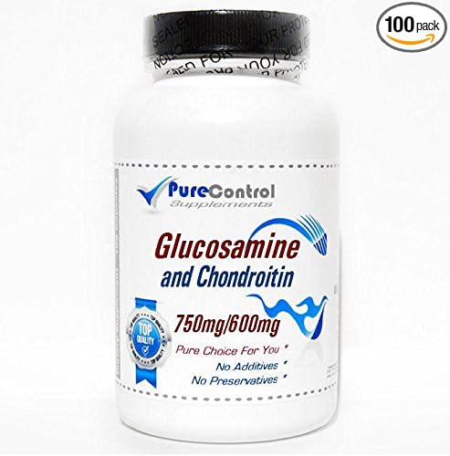 Glucosamine 750mg and Chondroitin 600mg Triple Strength // 100 Capsules // Pure // by PureControl Supplements