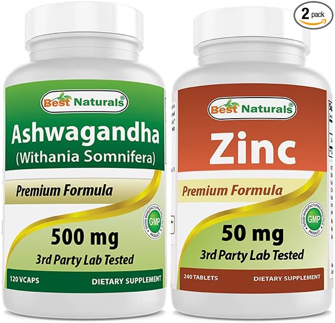 Best Naturals Ashwagandha Extract 500 Mg &amp Zinc Gluconate 50mg