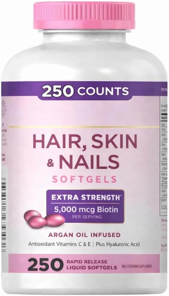 Bestdeal Natural Hair Skin and Nails 5000 mcg of Biotin - 250 Coated Tablets Extra Strength