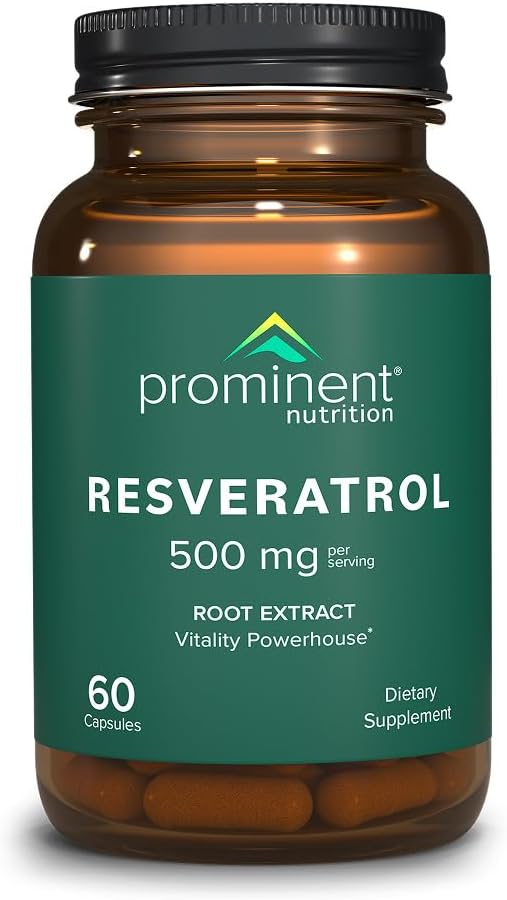 Prominent Nutrition Resveratrol Supplement Anti-Aging and Immune Support 98% Pure Trans-Resveratrol Supplement 500 mg 30 Day Supply - 1 Pack