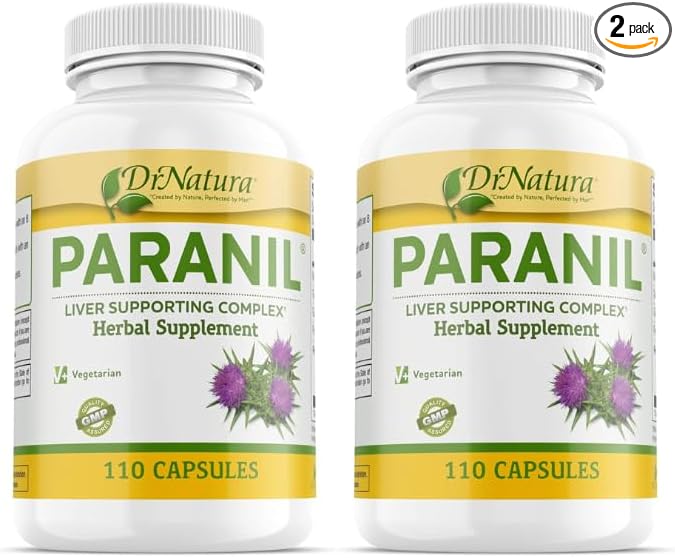 DrNatura Paranil® Liver &amp Colon Cleanse - 17 Herbal Complex with Milk Thistle for Detoxification 110 Vegetarian Capsules