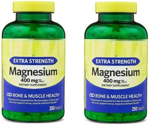 SEDLAV (2 Pack Magnesium Bone &amp Muscle Health Dietary Supplement Tablets 400 mg 250 Count Sticker