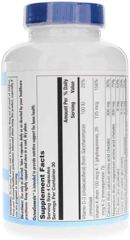 Nutra Biogenesis Osteogenesis - Bone Health Support for Women &amp Men with Vitamin D3 K2 Calcium Zinc Magnesium &amp Boron - 120 Veggie Capsules