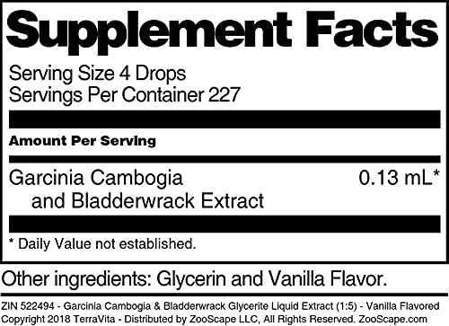 Garcinia Cambogia &amp Bladderwrack Glycerite Liquid Extract (1:5) - Vanilla Flavored (1 oz ZIN: 522494) - 3 Pack