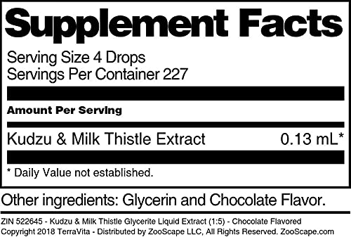 Terravita Kudzu &amp Milk Thistle Glycerite Liquid Extract (1:5) - Chocolate Flavored (1 oz ZIN: 522645)