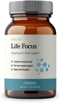 SPRIGS Life Focus Adaptogenic Brain Support Supplement 120 Capsules | Herbal Blend with Organic Rhodiola for the Nervous System Mental Clarity &amp Calm Focus | Non-Stimulating Formula for Steady En