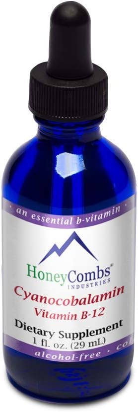 Vitamin B12 Liquid Drops – B12 Liquid Cyanocobalamin Drops to Support Brain Function &amp Heart Health – Liquid Vitamin Energy Supplement – Alcohol-Free Skin Nails &amp Hair Vitamin Supplement 8 F