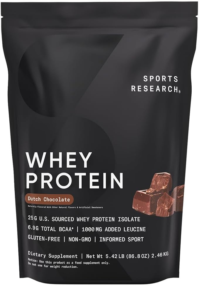 Sports Research Creatine Monohydrate (1.1 LBS) and Dutch Chocolate Whey Protein (5.42 LBS) The Dynamic Duo for Lean Muscle Building Improved Performance and Strength &amp Workout Recovery