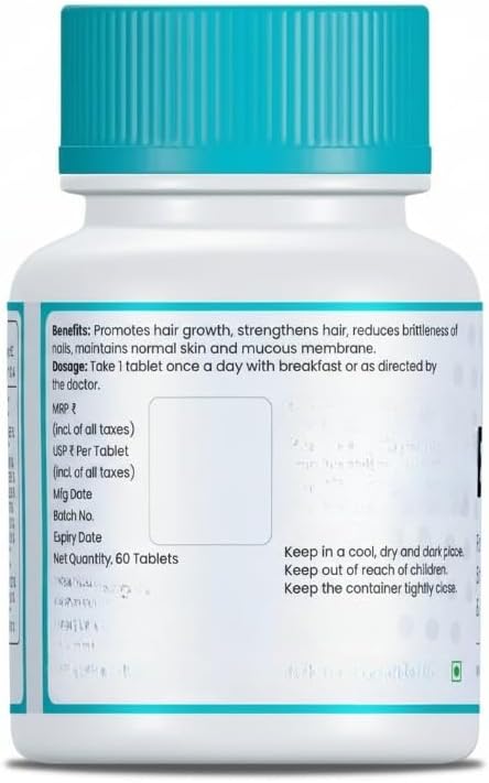 ayurveda Biotin for Hair Growth | Supplement for Strong &amp Thick Hair | Glowing Skin Fights Nail Brittlenessfor Men &amp Women.