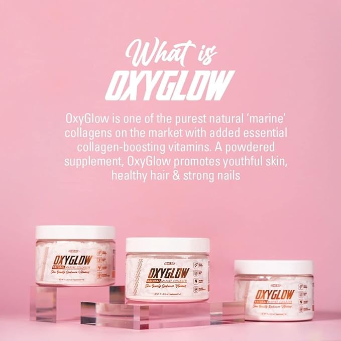 EHP Labs OxyGlow Natural Marine Collagen Powder - Hydrolyzed Marine Collagen Peptides Powder - Boosts Skin Elasticity &amp Firmness Accelerates Nail Growth &amp Strengthens Hair 30 Serves (Unflavo
