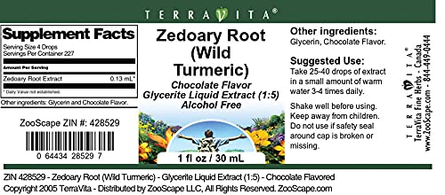 Zedoary Root (Wild Turmeric) - Glycerite Liquid Extract (1:5) - Chocolate Flavored (1 fl oz ZIN: 428529) - 2 Pack
