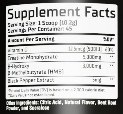 GMU SPORT Creatine 2.0 –Flavored Creatine + HMB Powder | 45 Servings |5g Creatine Monohydrate + 3g HMB + Piperine |Strength Recovery &amp Muscle Builder | Strawberry Lemonade Drink Mix for Men &amp