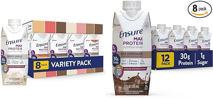 Ensure Max Protein Nutrition Shakes Variety Pack With 30g of Protein &amp Max Protein Nutrition Shake with 30g of Protein 1g of Sugar
