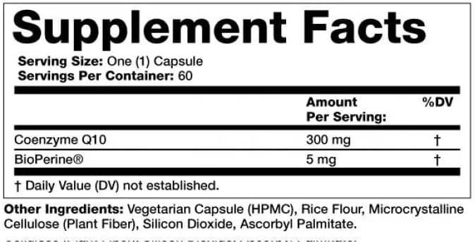 Olympian Labs CoQ10 300mg Vegetarian Capsules formulated with Bioperine for Greater Absorption. 60 Capsules Supporting Heart Health