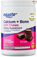 Equate Calcium + Bone Soft Chews Chocolate Flavor 650mg Calcium Vitamins D &amp K 100 Count + AGILIPET Sticker