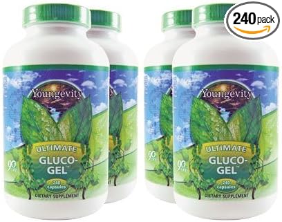 4 Bottles Ultimate Gluco-Gel 240 Capsules Each Youngevity Glucosamine Sulfate 500mg Joint Support (Ships Worldwide)
