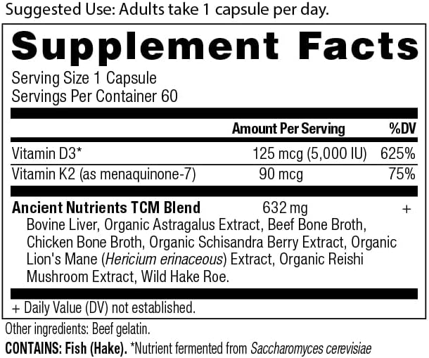 Ancient Nutrition Multi Collagen Protein Powder Vanilla 60 Servings + Vitamin D Capsules 60 Count
