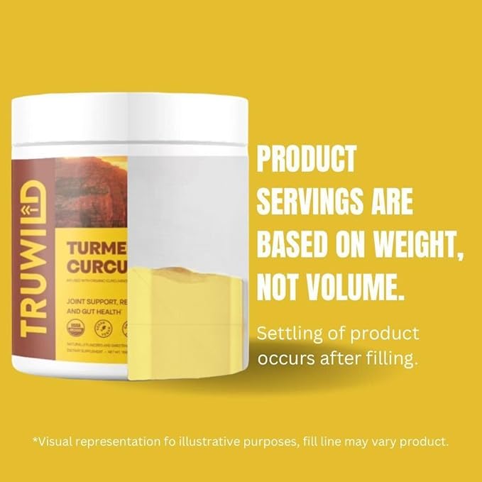 TruWild Vegan Turmeric Curcumin Drink Mix Powder with Organic Curcuminoids Black Pepper Ginger to Support Wellness and Joint Health All Natural Made in USA 20 Servings