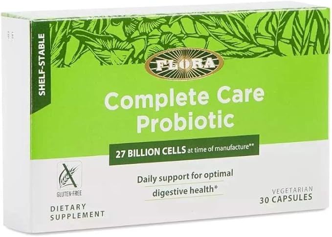 Flora - Shelf-Stable Complete Care Probiotic with 34 Billion CFU Contains Lactobacillus and Bifidobacterium Strains Non GMO Strains Gluten Free 30 Vegetarian Capsules