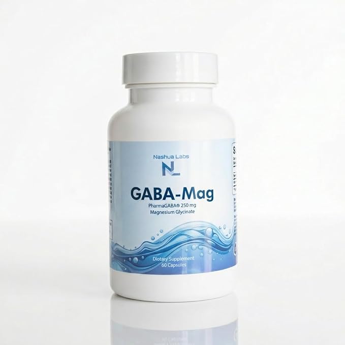 GABA-Mag - GABA Supplement - 250 mg Natural Source Gamma-Aminobutyric Acid with Magnesium Glycinate - Promotes a Calm Relaxed Focused State of Mind - 60 Capsules
