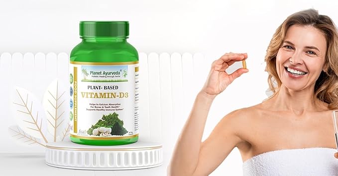 Planet Ayurveda Plant Based Vitamin D3 Organic Healthy Bones Immunity Mood for Women Men Children 60 CT (30-60 Days) (Pack of 2)