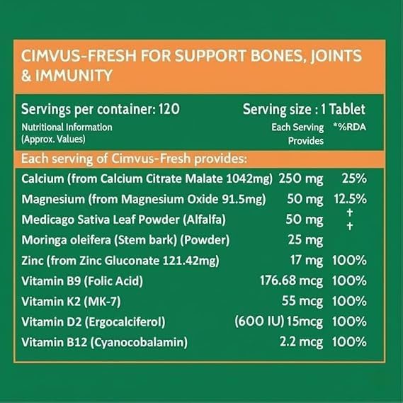 Calcium 1200mg with Magnesium Vitamin D K2 B12 – Bone Strength Immunity &amp Energy Support for Men &amp Women – 120 Veg Tablets