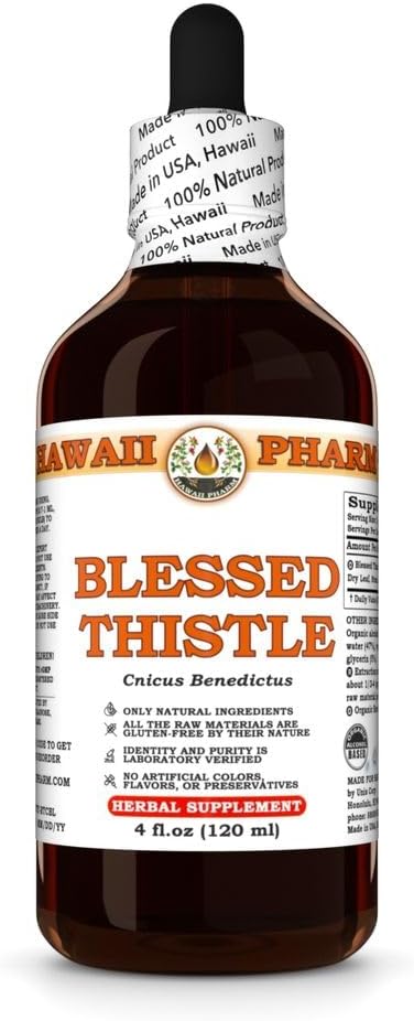 Blessed Thistle (Cnicus Benedictus) Dry Leaf Stem and Flower Tincture Made in Hawaii Raw Materials All Natural Vegan Pure Liquid Extract - 4 fl.oz