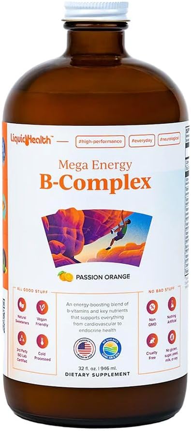 LIQUIDHEALTH High Performance Vitamin Bundle for Adults with Mega Energy B-Complex Complete Multiple Multivitamin &amp Organic Vitamin B12 Drops - Boost Natural Energy &amp Improve Athletic Perform
