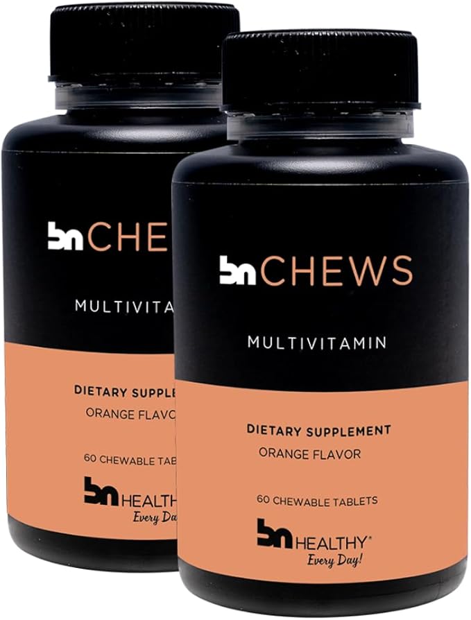 BNHealthy Chewable 2 Pack Bariatric Multivitamin with Iron Vitamin B12 Delicious Orange Flavor – 120 Ct – 60-120 Day Supply.