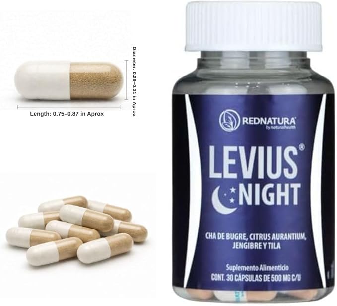 Levius Night by RedNatura – Natural Herbal Supplement for Relaxation Sleep &amp Nighttime Metabolism Support – Promotes Digestive Balance – 30 Capsules
