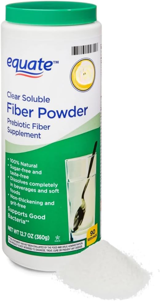 Equate Clear Soluble Fiber Powder Prebiotic Supplement 12.7 oz 90 Servings Sticker