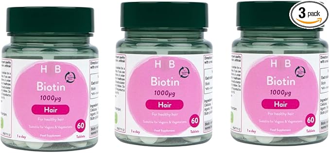 H and B Vitamins Biotin 1000ug 60 Tablets (Pack of 3Total 180 Tablets)