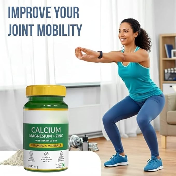 Naturals Calcium Magnesium &amp Zinc Tablets with Vitamin D3 &amp K2 (600 IU) Calcium Supplement for Women and Men for Muscle Health
