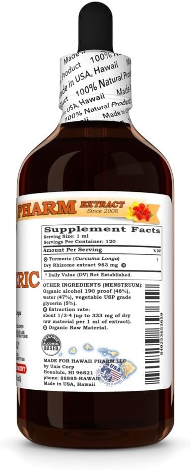 Turmeric (Curcuma Longa) Dry Rhizome Tincture All Natural Vegan Pure Liquid Extract - 4 fl.oz