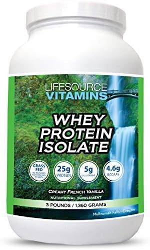 LifeSource Vitamins 3lb Grass Fed Whey Protein Isolate -Creamy French Vanilla w/ Stevia