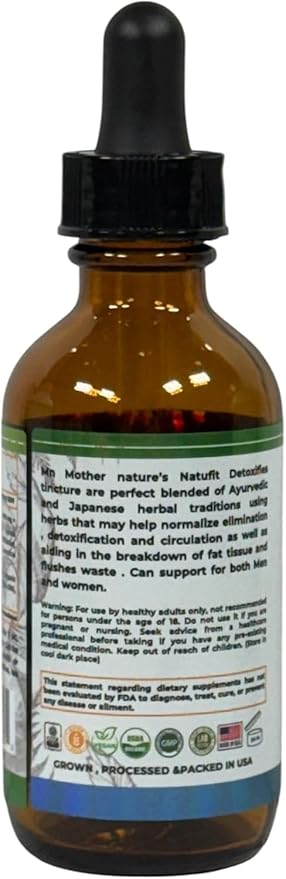 Mother Nature Natufit Detoxifies (Commiphora wightii) Mushrooms &amp Herbs Liquid Extract - 1000mg - 2 oz - Made in USA