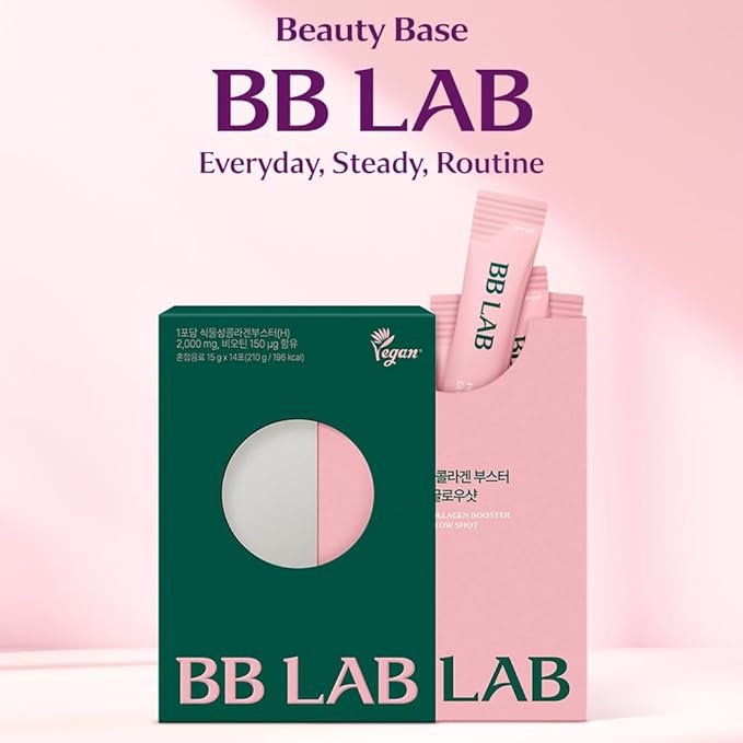 BB LAB Plant Collagen Booster Glow Shot 15g*14sticks Korea Collagen Extract with Biotin 2000mg Vegan Collagen Booster for Woman Plant-Based Fast Absorption Shine Muscat Flavor