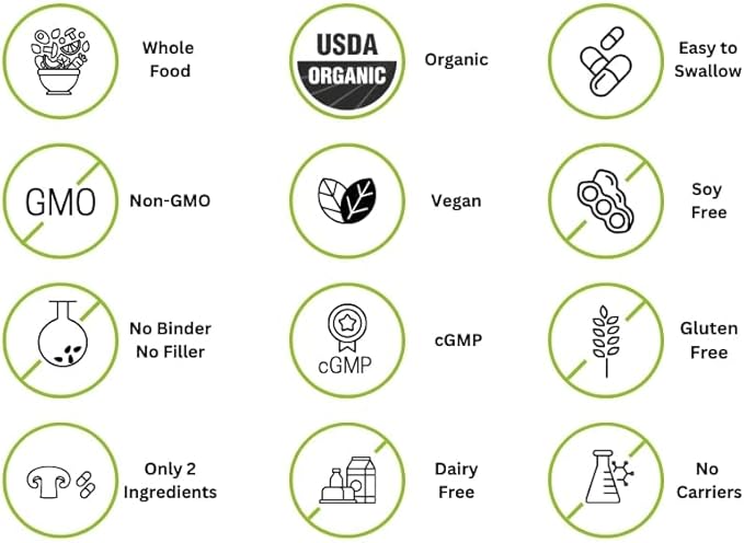 Vegan Whole Food Vitamin D 2000 IU (50 mcg) D2 Two Ingredients (Organic Whole Mushroom and Organic Vegan Capsule) Non-GMO Third Party Tested 60 Day Supply