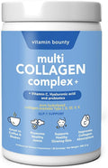 Vitamin Bounty Multi Collagen Peptides Powder for Men &amp Women (Complex Plus) - 5 Types Hydrolyzed Collagen Protein - Probiotics Vitamin C &amp Hyaluronic Acid - Grass Fed Bovine Supplements 28