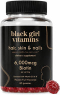 Black Girl Vitamins - Hair Skin and Nails Gummies with Biotin (6000 mcg) Zinc Gelatin Free Vitamin A and Vitamin E - Gluten-Free. Made in The USA (Passion Fruit 60 Count) 30 Day Supply
